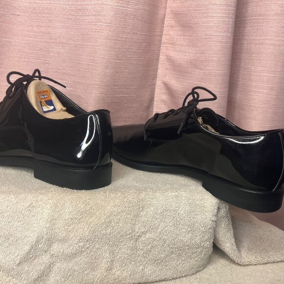Mens Black Patent Leather Oxford Tuxedo Dress Shoes By Joseph Abboud 12W Wedding - Picture 8 of 16
